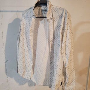 Express Medium White Patterned Men's Button Up